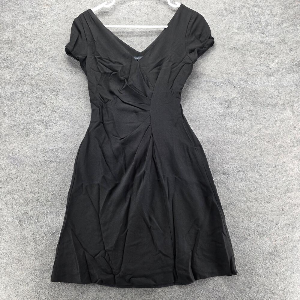Banana Republic Dress Womens 0 Black Fit & Flare Short Sleeve Knee Length Lined